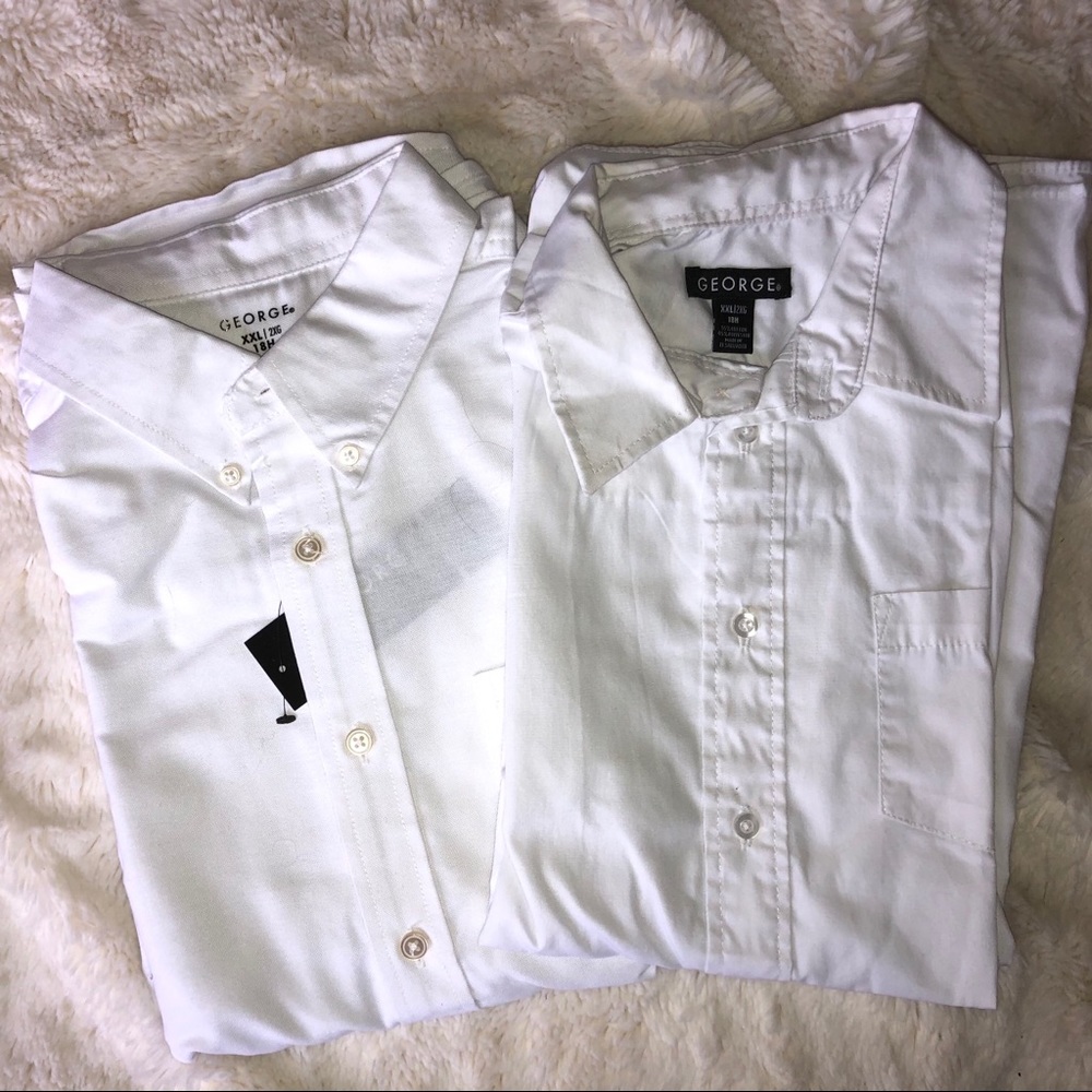 2 white button ups